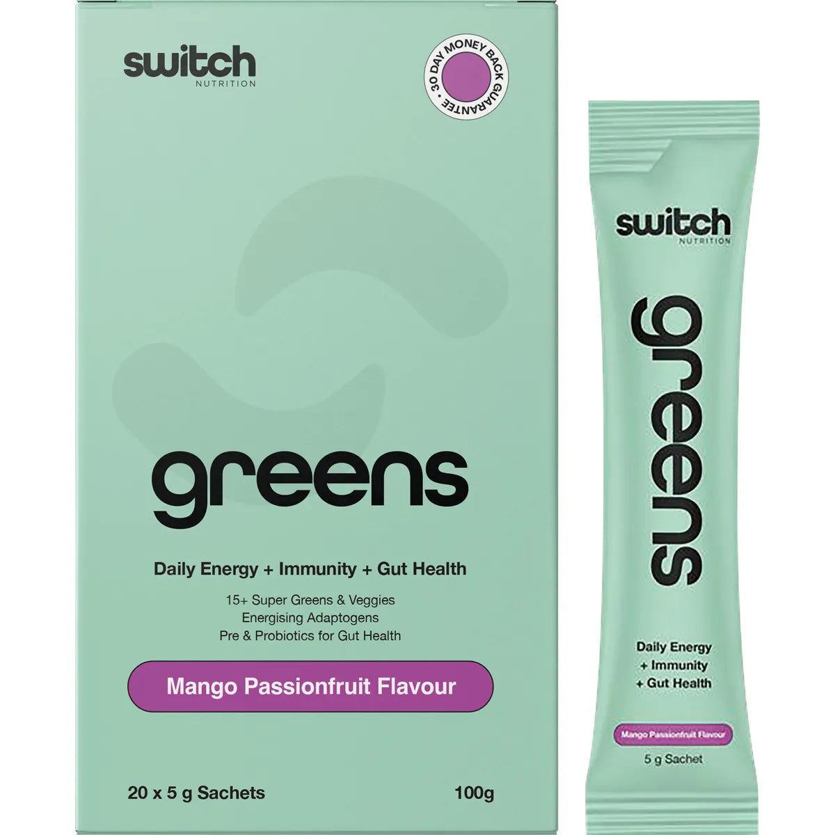 Switch Nutrition Greens Sachets Mango Passionfruit 20x5g