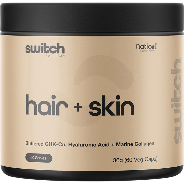 Switch Nutrition Hair + Skin GHK-Cu, Hyaluronic Acid, Marine Collagen