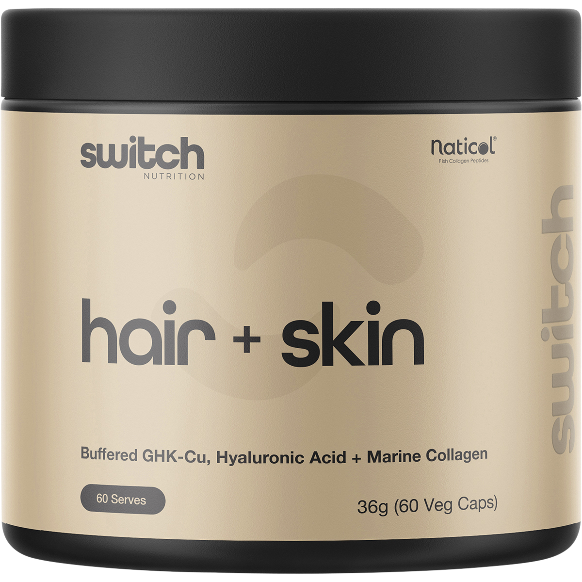 Hair + Skin GHK-Cu, Hyaluronic Acid, Marine Collagen