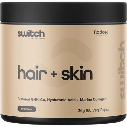 Hair + Skin GHK-Cu, Hyaluronic Acid, Marine Collagen