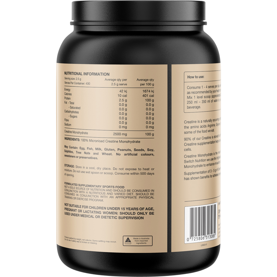 Switch Nutrition Creatine 100% Pure Micronized Monohydrate Unflavoured