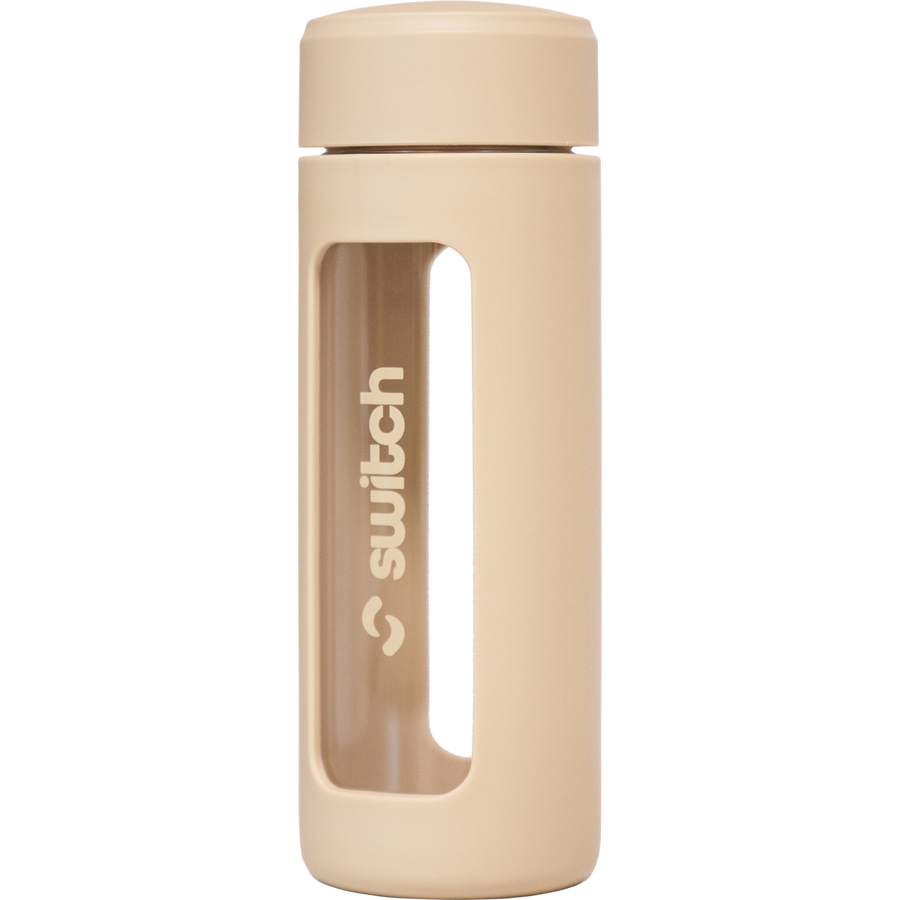 Switch Nutrition Glass Water Bottle with Tea Strainer