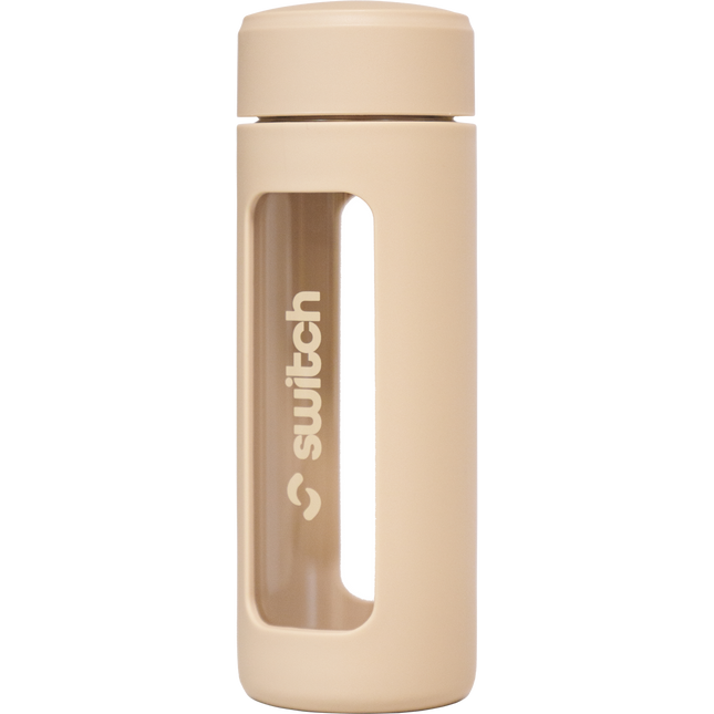 Switch Nutrition Glass Water Bottle with Tea Strainer