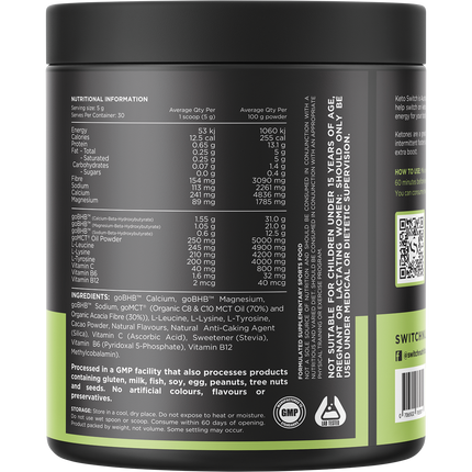 Switch Nutrition Keto BHB Ketogenic Performance Fuel Chocolate