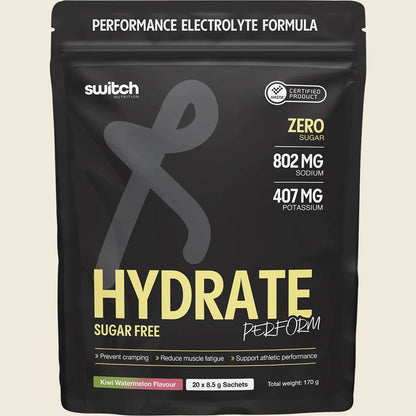 Switch Nutrition Hydrate Perform Sugar Free Kiwi Watermelon 20x8.5g Sachets