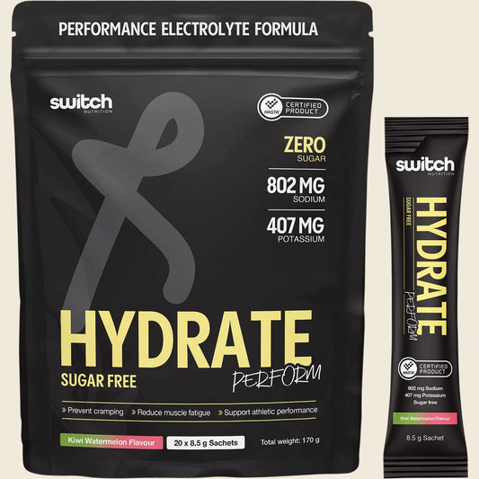 Switch Nutrition Hydrate Perform Sugar Free Kiwi Watermelon 20x8.5g Sachets