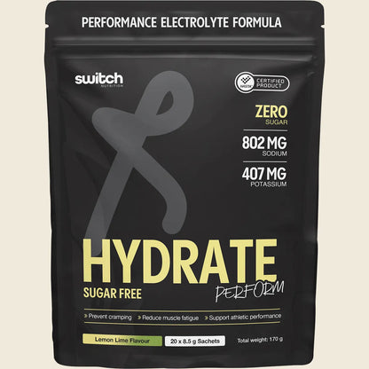 Switch Nutrition Hydrate Perform Sugar Free Lemon Lime 20x8.5g Sachets