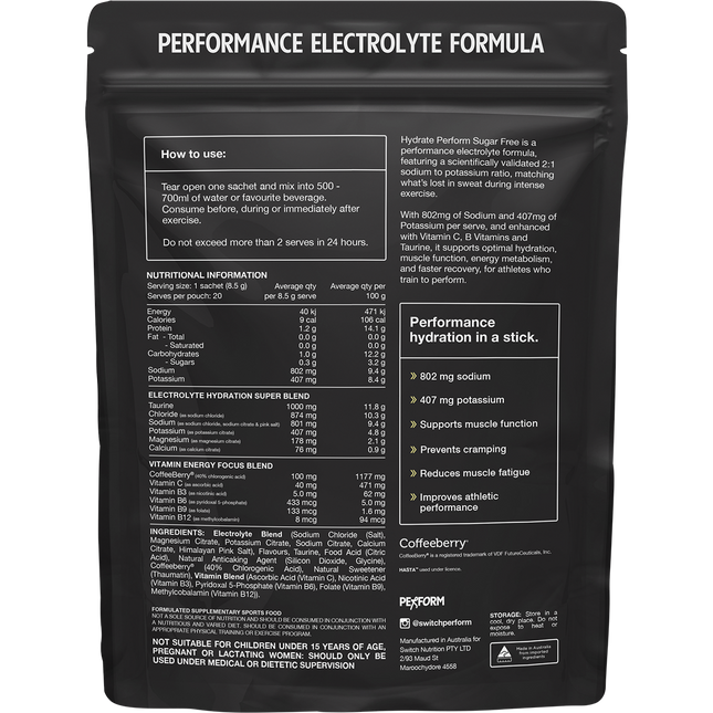 Switch Nutrition Perform Hydrate Sugar Free Lemon Lime