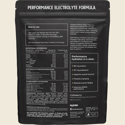 Switch Nutrition Hydrate Perform Sugar Free Lemon Lime 20x8.5g Sachets