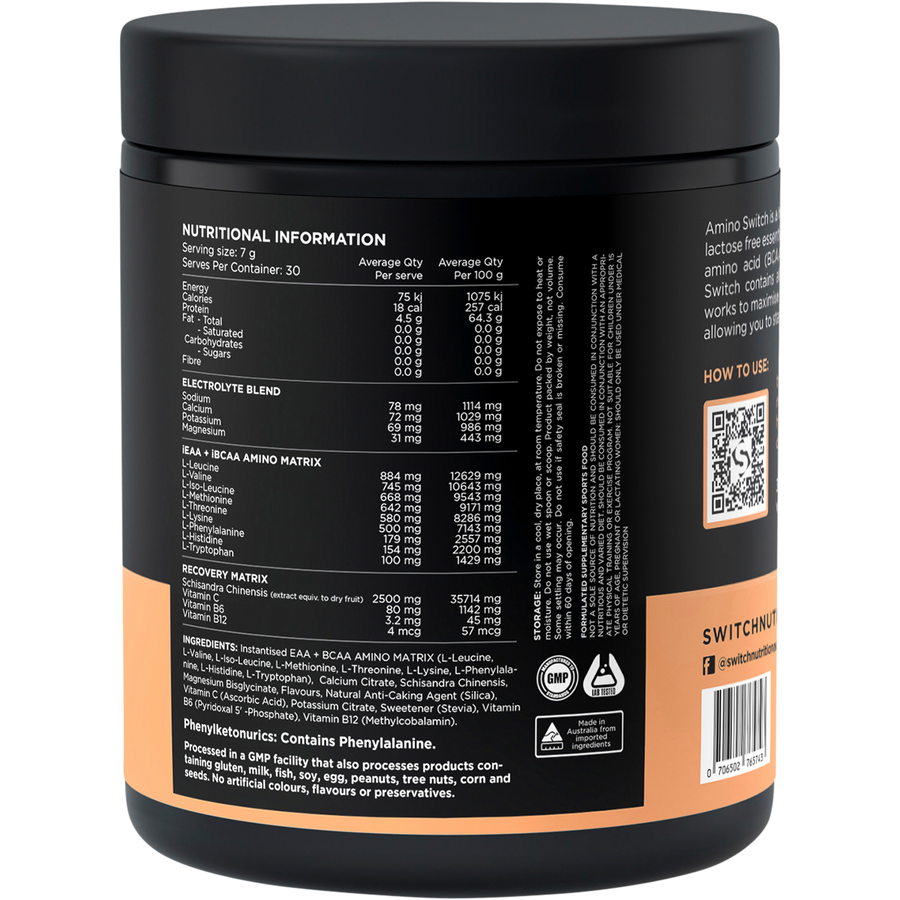 Switch Nutrition Amino EAA & BCAA Electrolyte Recovery Lemonade