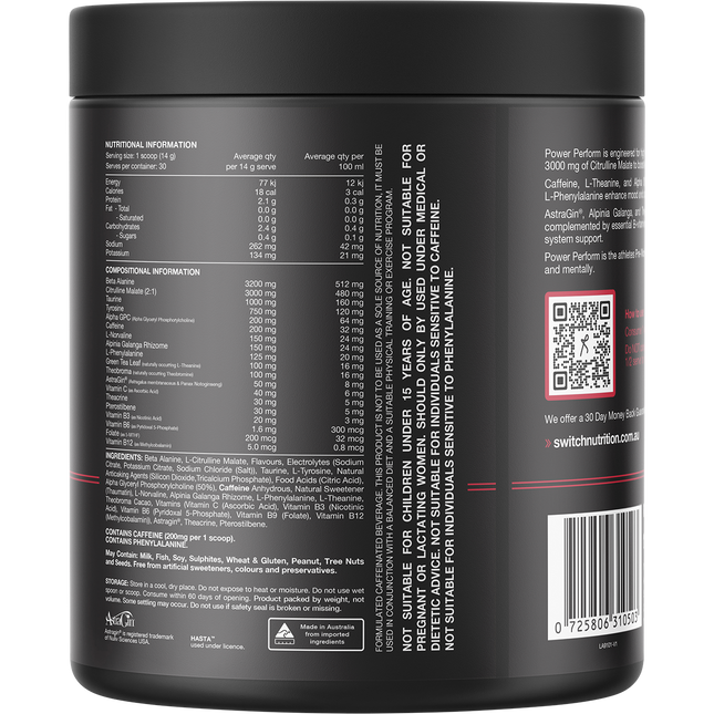 Switch Nutrition Perform Power Pre-Workout Blend Mango Passionfruit