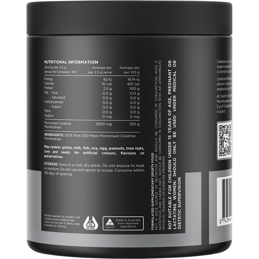 Switch Nutrition Creatine 100% Pure Micronized Monohydrate Unflavoured