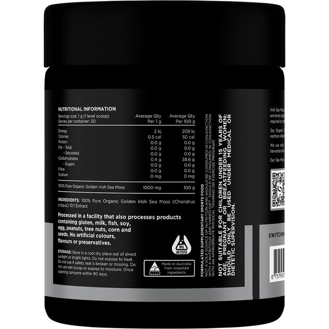 Switch Nutrition Sea Moss 100% Pure Golden Irish Sea Moss