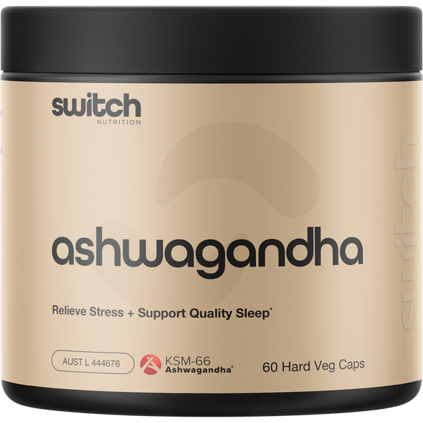 Switch Nutrition KSM-66 Ashwagandha 60 capsule tub front