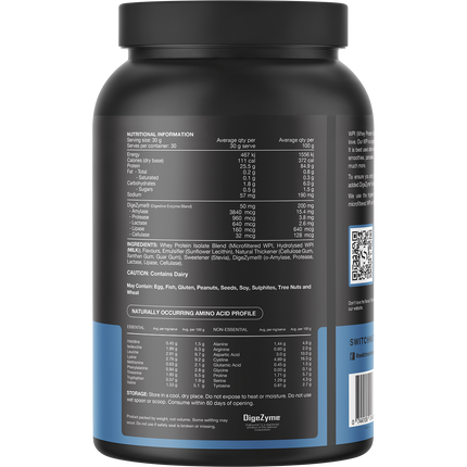 Switch Nutrition WPI Premium Whey Protein Isolate Vanilla Creme