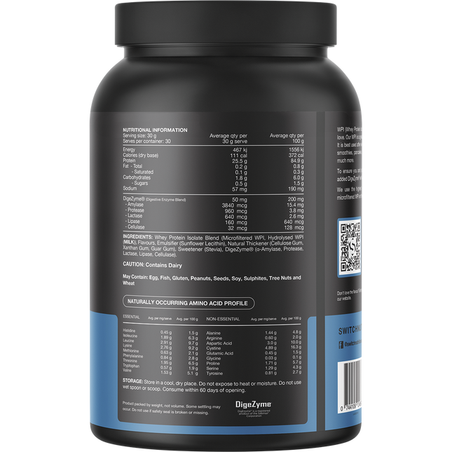 Switch Nutrition WPI Premium Whey Protein Isolate Vanilla Creme