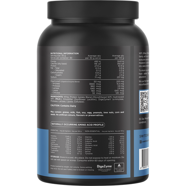 Switch Nutrition WPI PROTEIN Premium Whey Protein Isolate Unflavoured