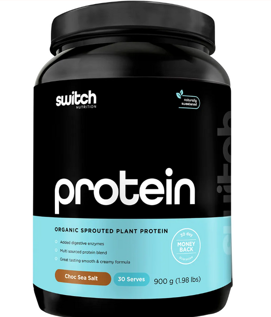 Switch Nutrition Protein Organic Sprouted Plant Choc Sea Salt 900g
