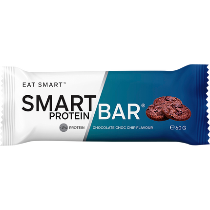 Smart Protein Bar packaging with chocolate chip flavor on a white background