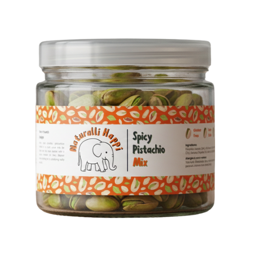 Naturalli Happi spicy pistachio mix in a colorful bag