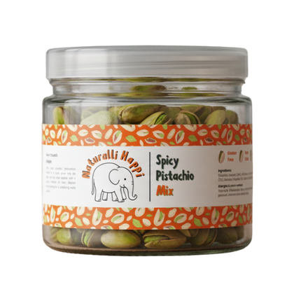 Naturalli Happi spicy pistachio mix in a colorful bag