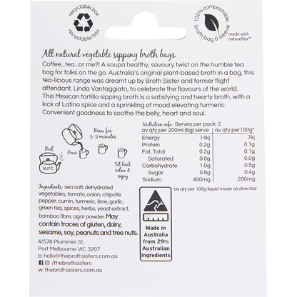 Vegetable Sipping Broth Bags Mexican Tortilla