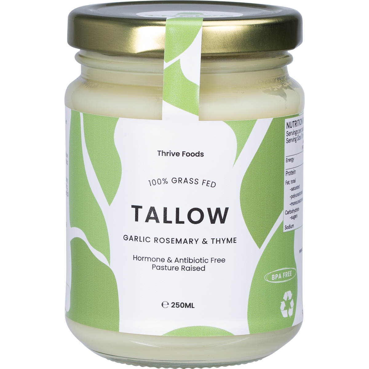 100% Grass Fed Tallow Garlic, Rosemary & Thyme