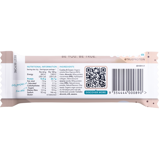 TRUE PROTEIN Protein Bar Cookies & Cream