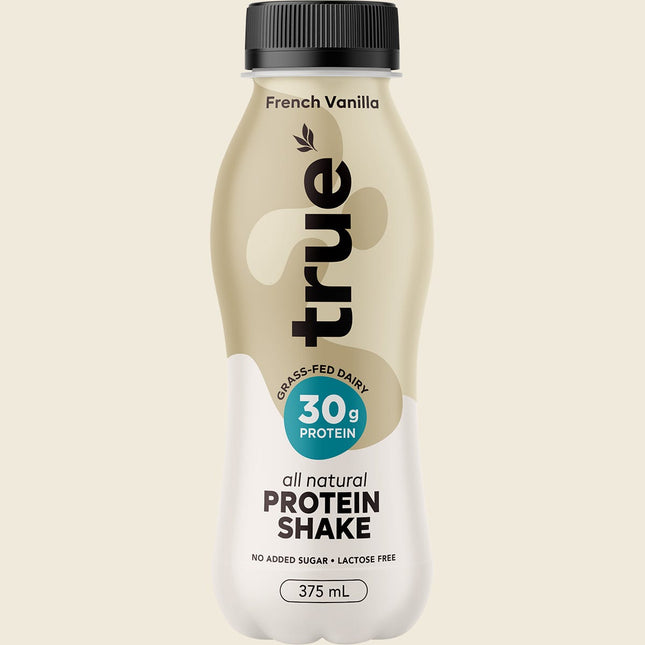 True Protein All Natural Protein Shake French Vanilla 375ml bottle showing 30g protein