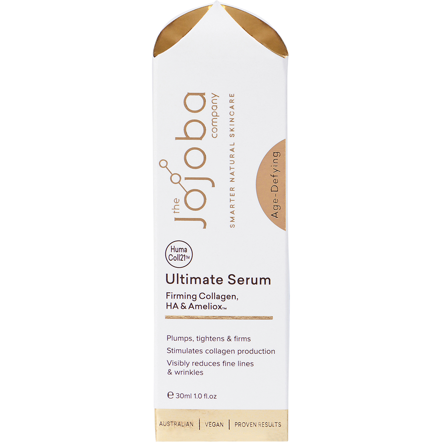 Woman applying The Jojoba Company Ultimate Serum for firmer smoother skin