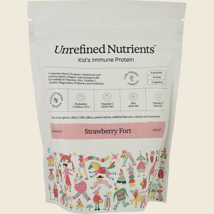 Unrefined Nutrients Kid's Immune Protein Strawberry Fort 330g