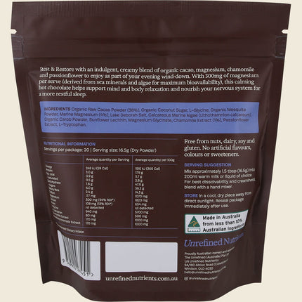 Unrefined Nutrients Magnesium & Chamomile Malt Hot Chocolate 330g