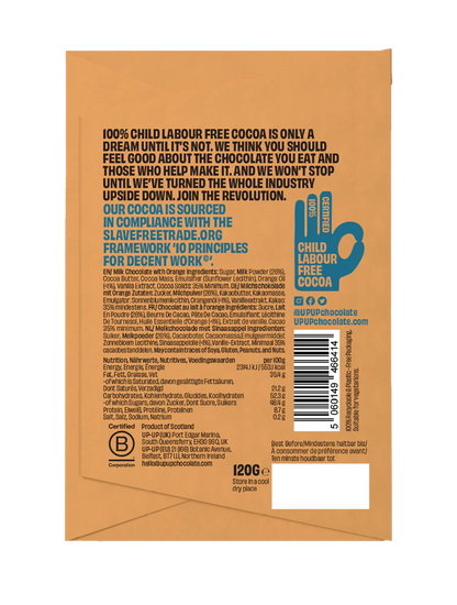 UP-UP Chocolate Sweet Orange Milk Chocolate Bar -130g