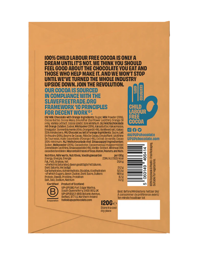 UP-UP Chocolate Sweet Orange Milk Chocolate Bar -130g