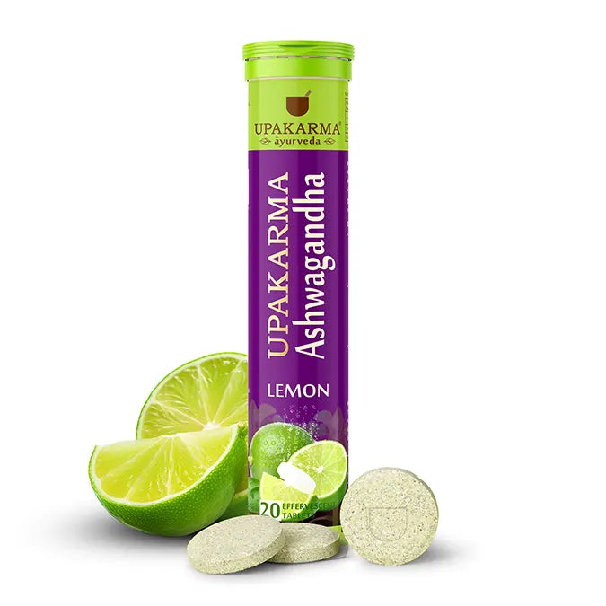 Upakarma Ashwagandha Effervescent in refreshing lemon flavour