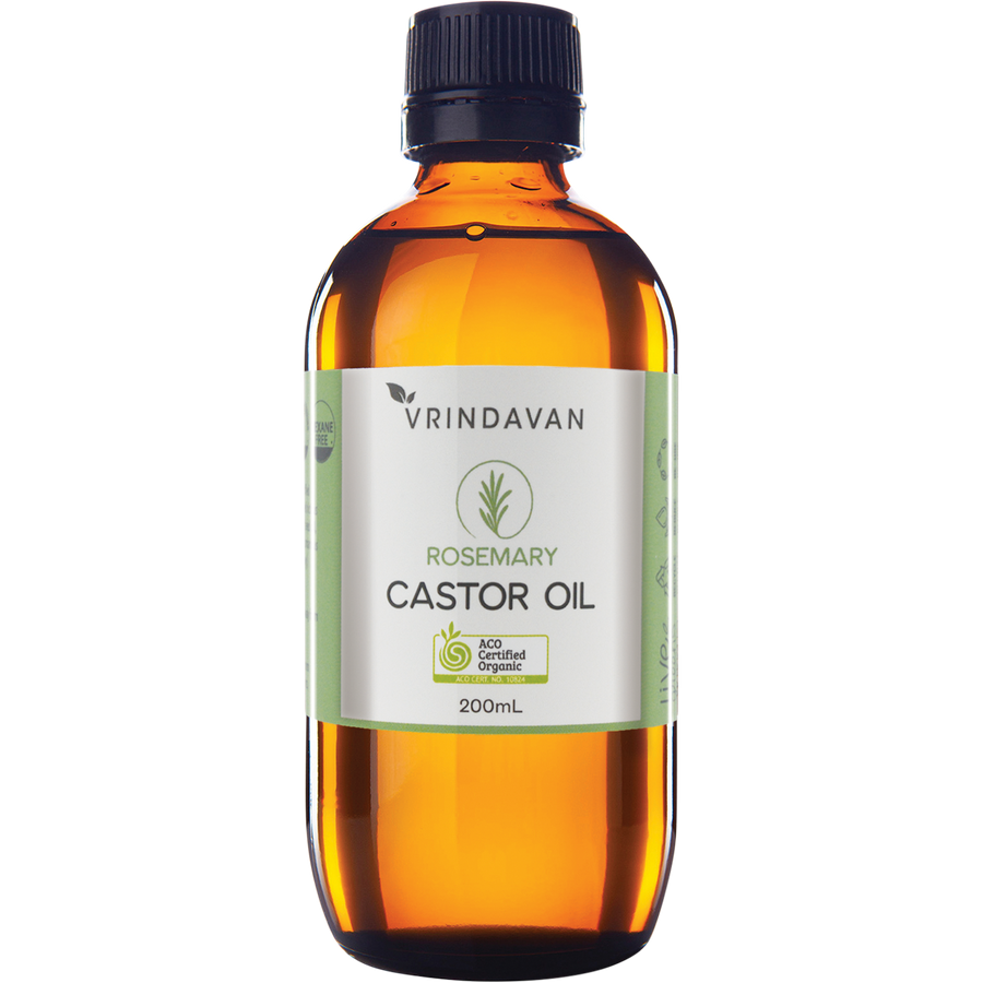 Castor Oil and Rosemary Amber Glass Bottle