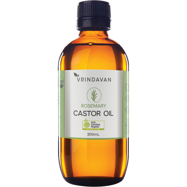 Castor Oil and Rosemary Amber Glass Bottle