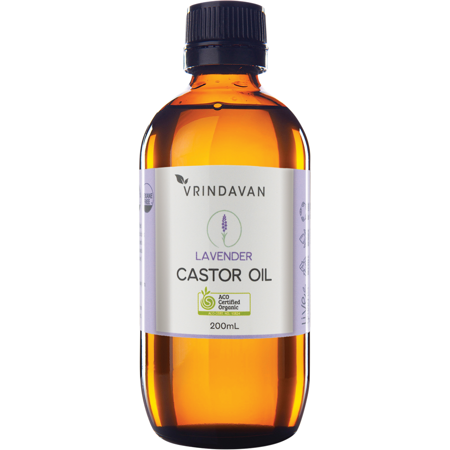 Castor Oil and Lavender Amber Glass Bottle