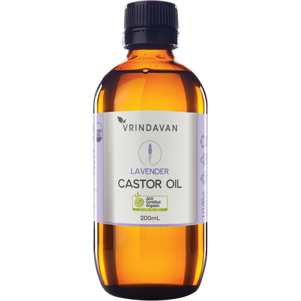 Castor Oil and Lavender Amber Glass Bottle