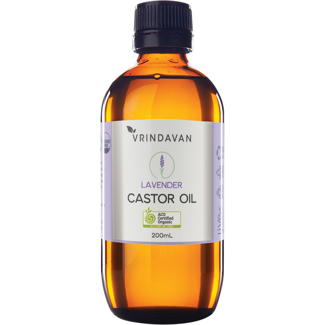 Castor Oil and Lavender Amber Glass Bottle