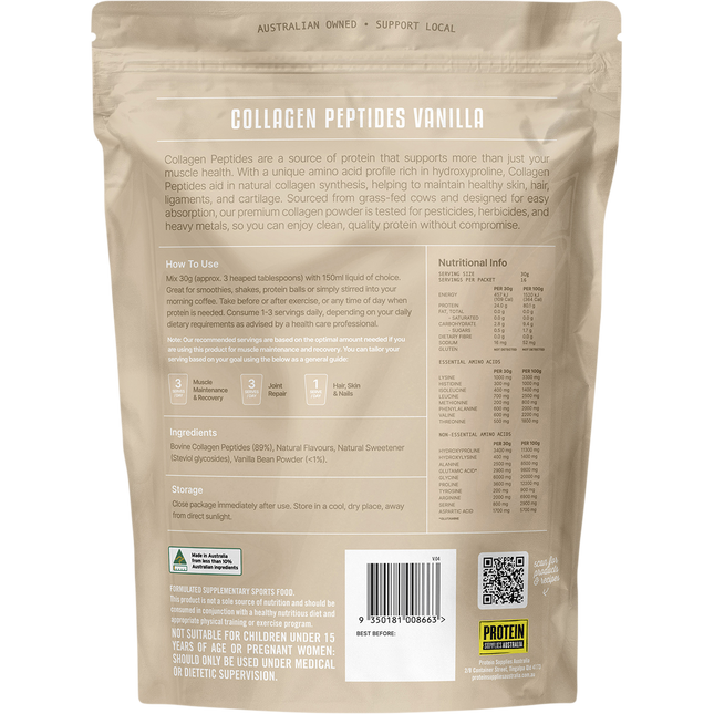 Premium vanilla-flavored collagen peptides from Protein Supplies Australia, ideal for daily protein and wellness support.