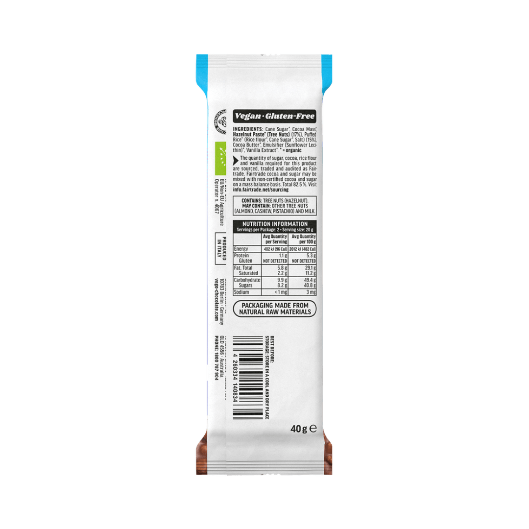 Vego Crisp Chocolate Bar Creamy Chocolate & Rice Crisps 20x40g