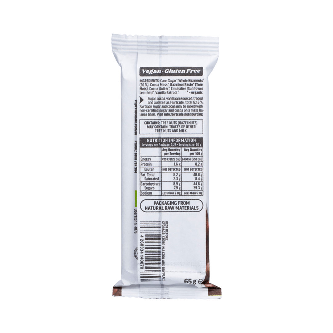Vego Whole Hazelnut Chocolate Bar Mini 20x65g