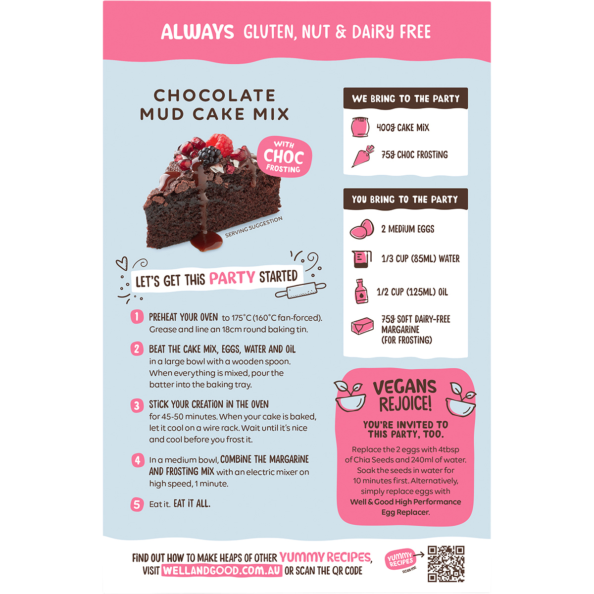 Chocolate Mud Cake Mix with Choc Frosting