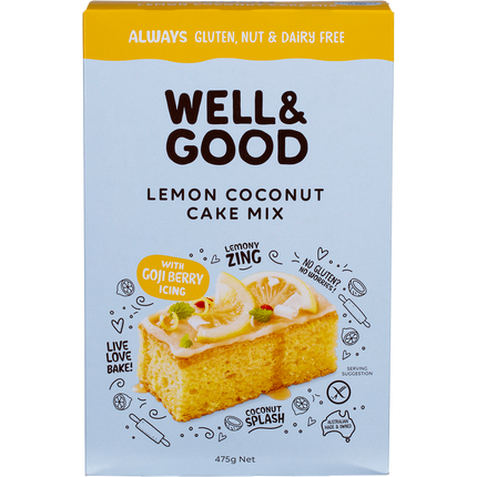 Lemon Coconut Cake Mix with Goji Berry Icing