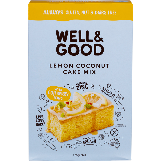 Lemon Coconut Cake Mix with Goji Berry Icing