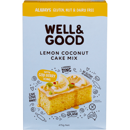 Lemon Coconut Cake Mix with Goji Berry Icing