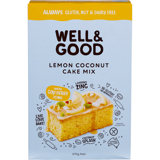 Lemon Coconut Cake Mix with Goji Berry Icing