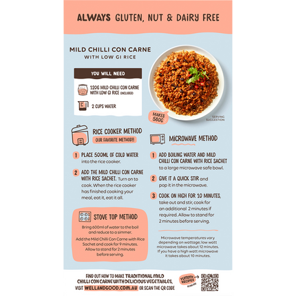 Mild Chilli Con Carne with Low GI Rice