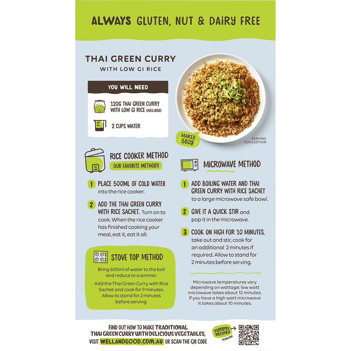 Thai Green Curry with Low GI Rice